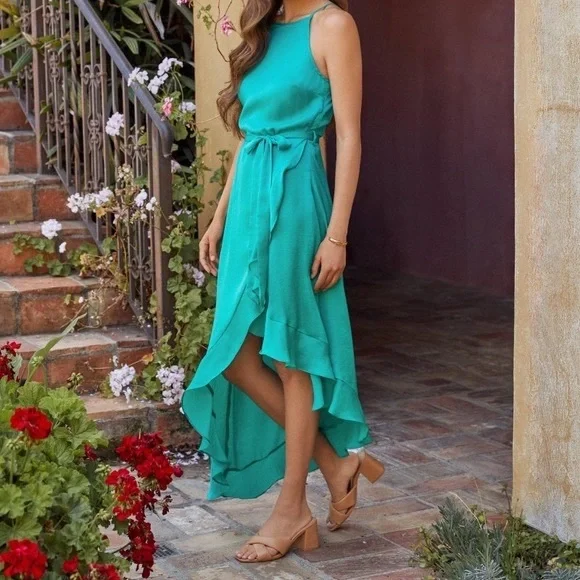 Vici | Dresses | Vici Sunlit Soire High Low Ruffle Maxi Dress Teal |  Poshmark